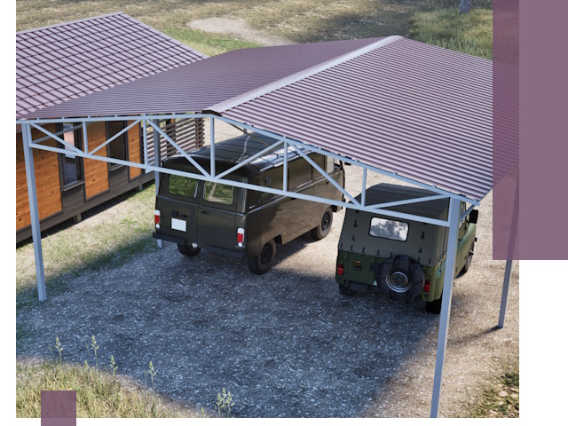 Двускатные навесы под ключ в Димитровграде — изготовление и монтаж